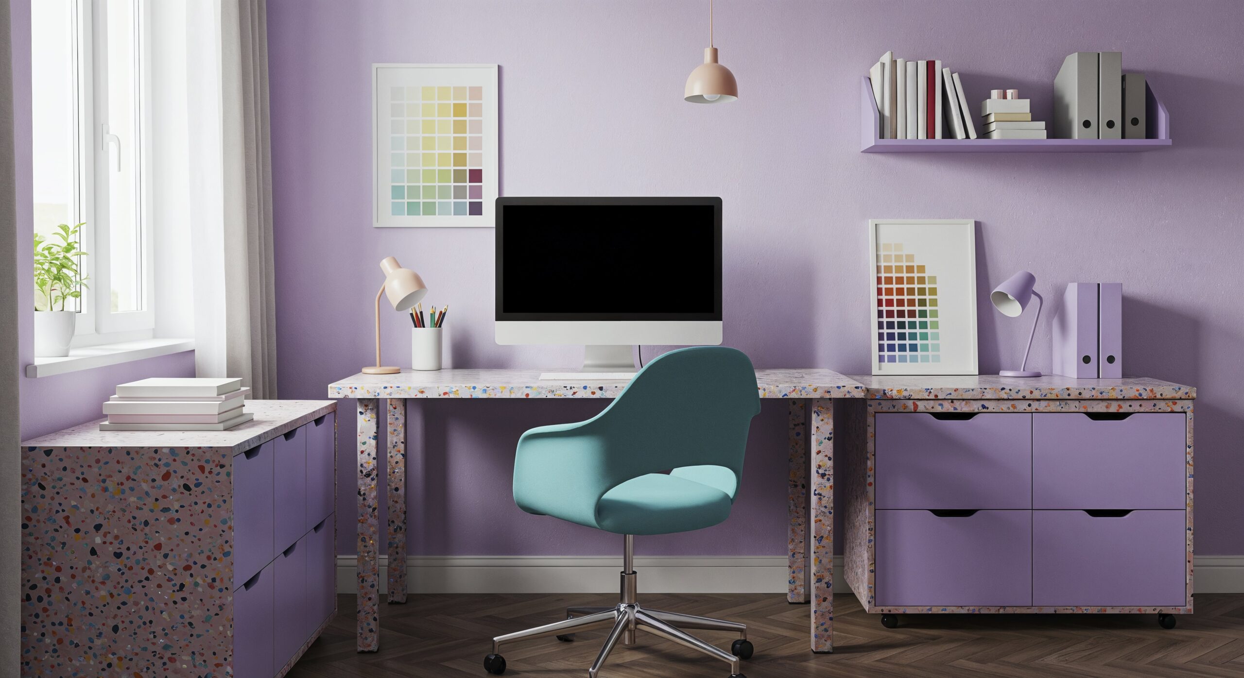 purple desktop setup