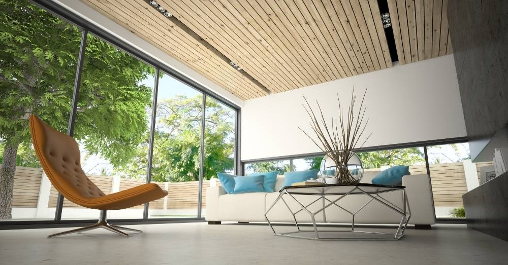 A stylish living room with a modern design.