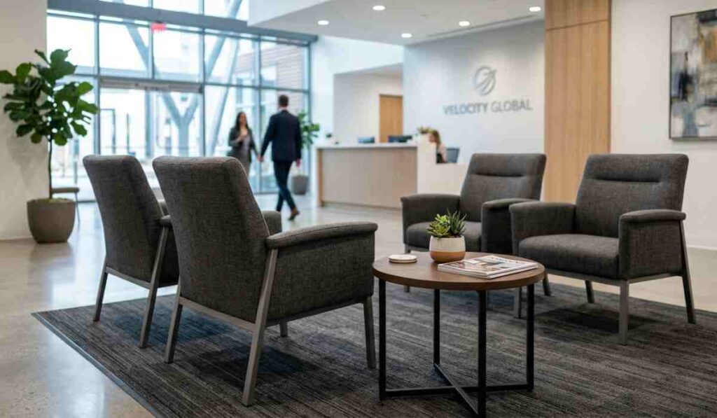 office waiting area furniture featuring simple reception seating chairs