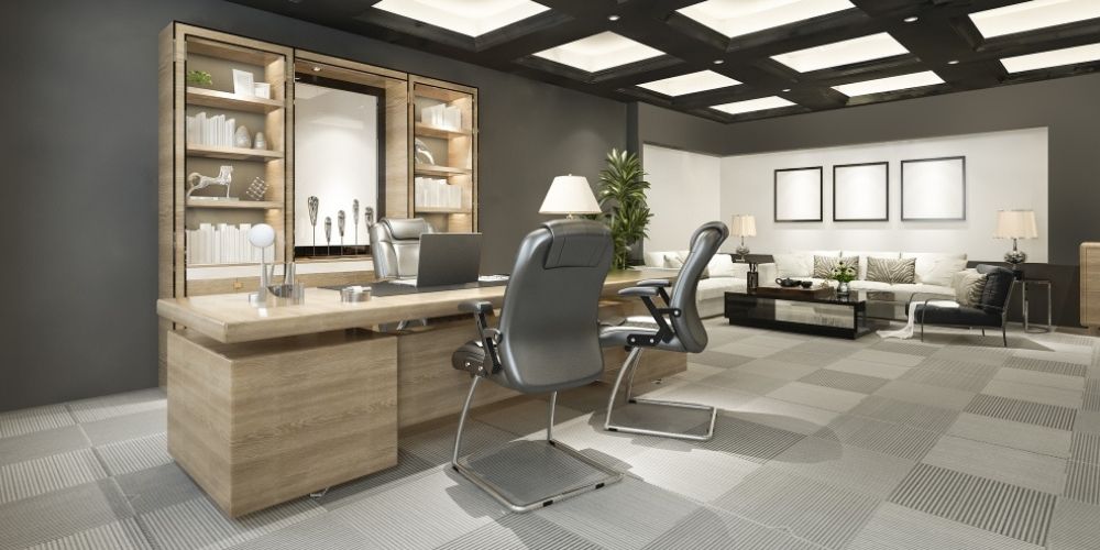 3d rendering luxury business meeting and working room in executive office