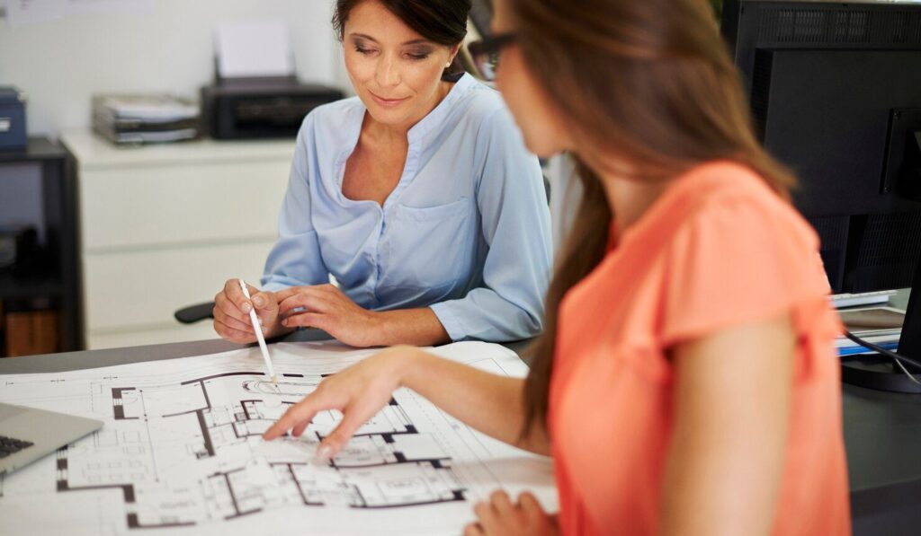 looking at the office floor plan
