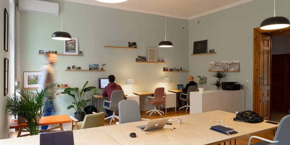 People working in a modern office