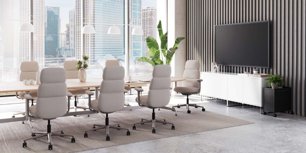 modern conference room with Herman Miller Asari office chairs