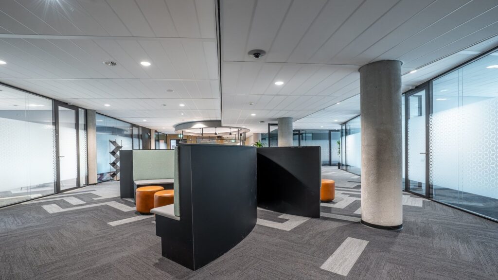 Spacious modern office interior featuring contemporary furniture and open workspace ideal for Stamford businesses